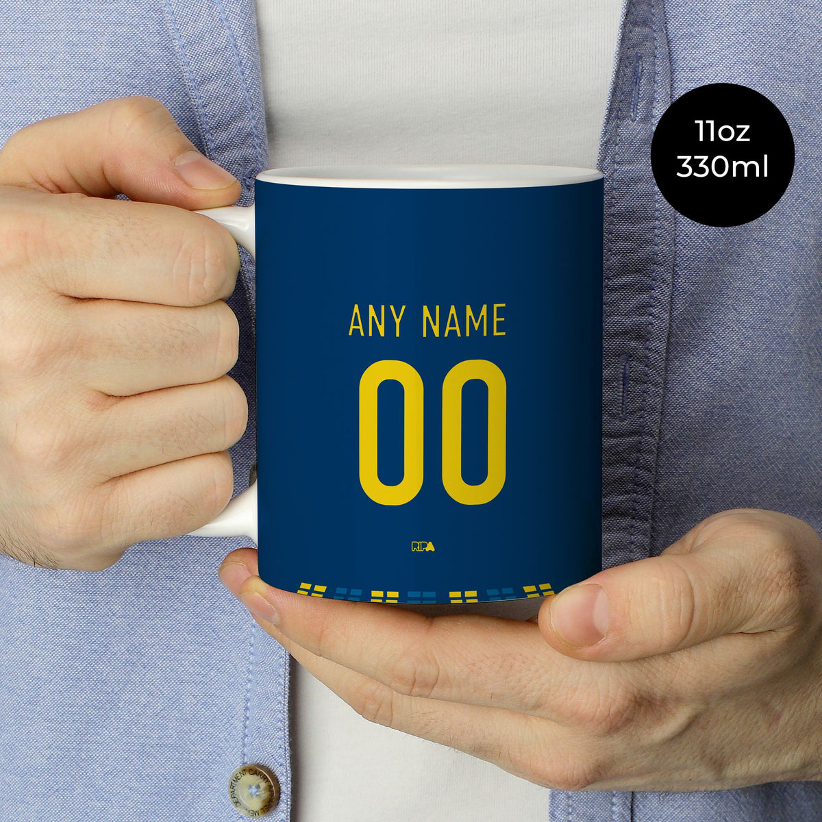 Mug with the Rosario Central 2026 Third football shirt design by RIPA Football