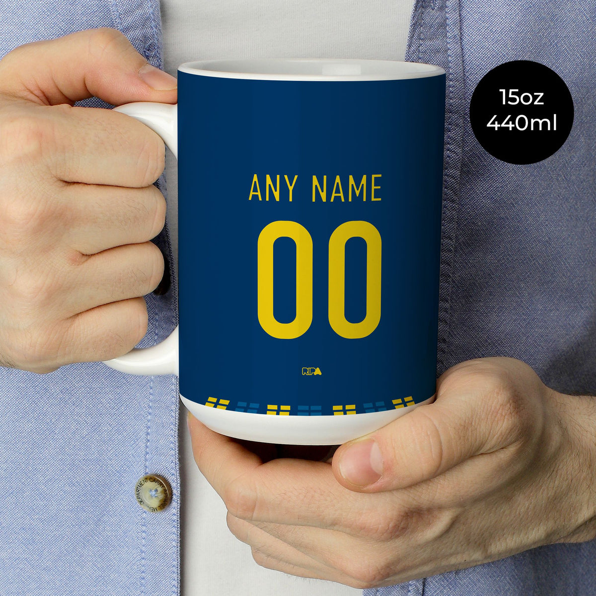 Mug with the Rosario Central 2026 Third football shirt design by RIPA Football