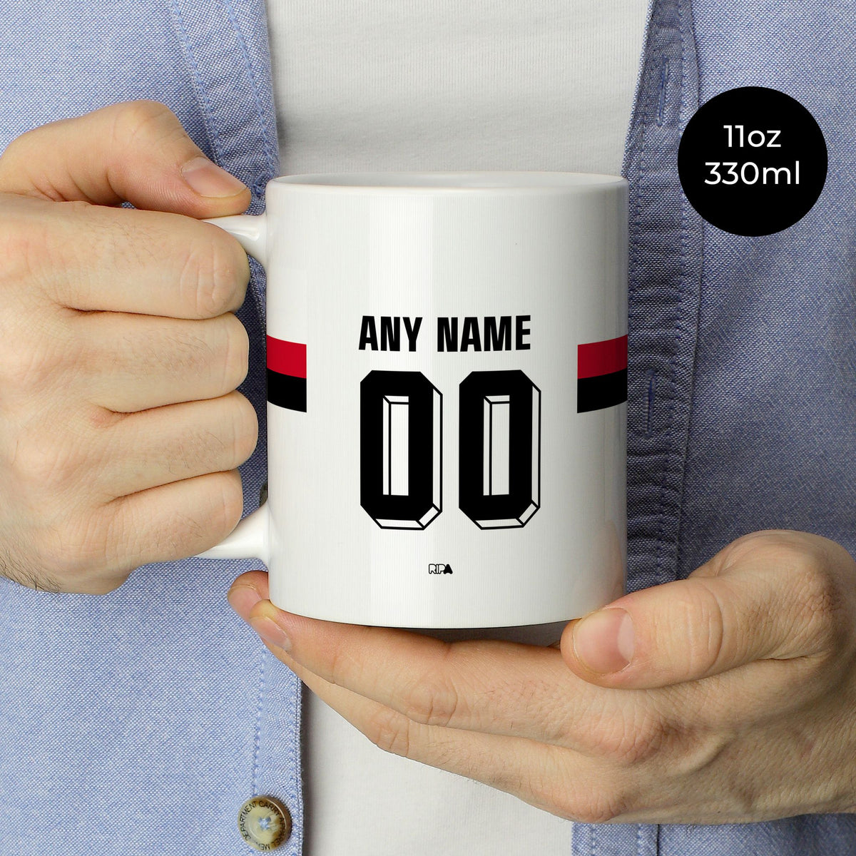 Mug with the Sampdoria 2026-27 Away football shirt design by RIPA Football