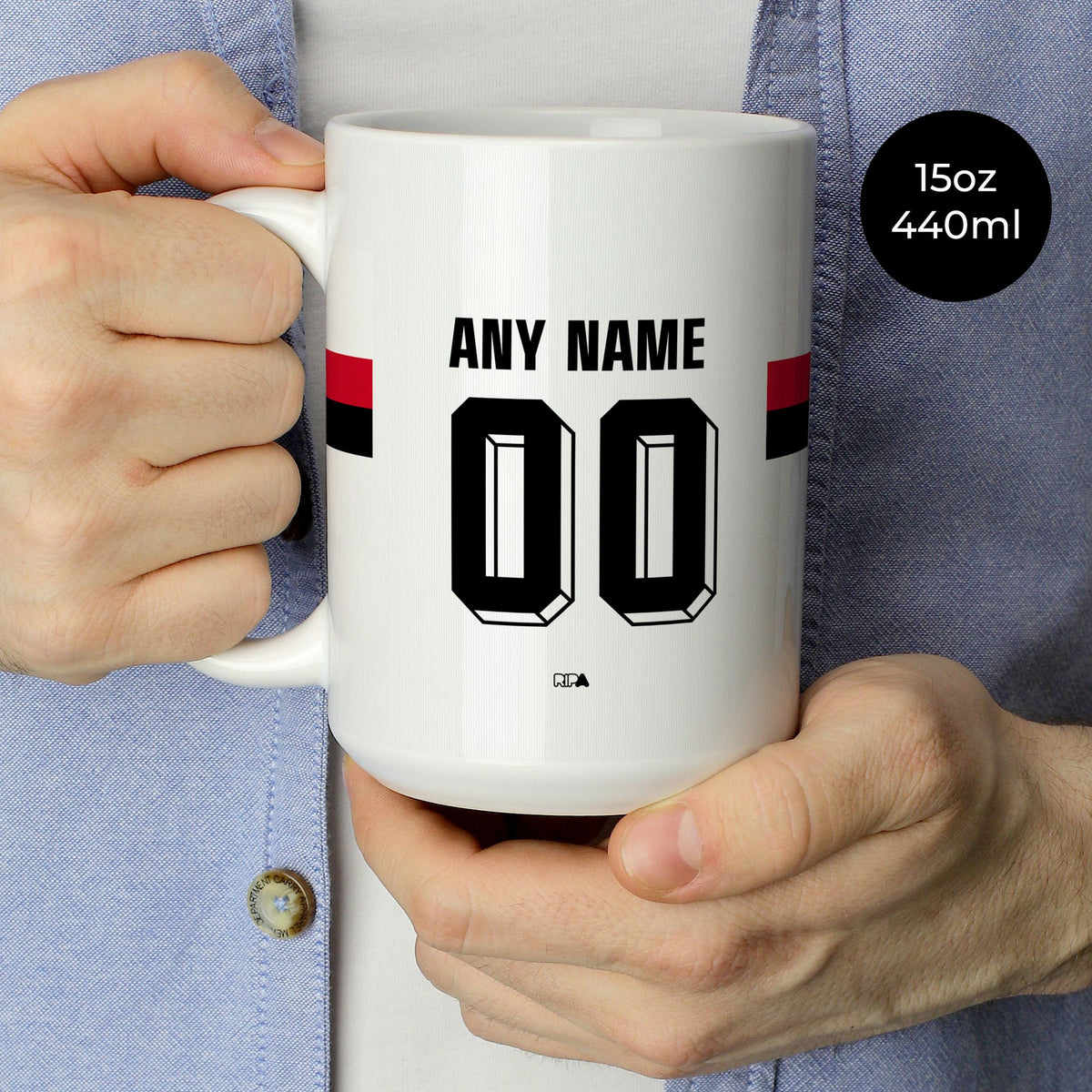Mug with the Sampdoria 2026-27 Away football shirt design by RIPA Football