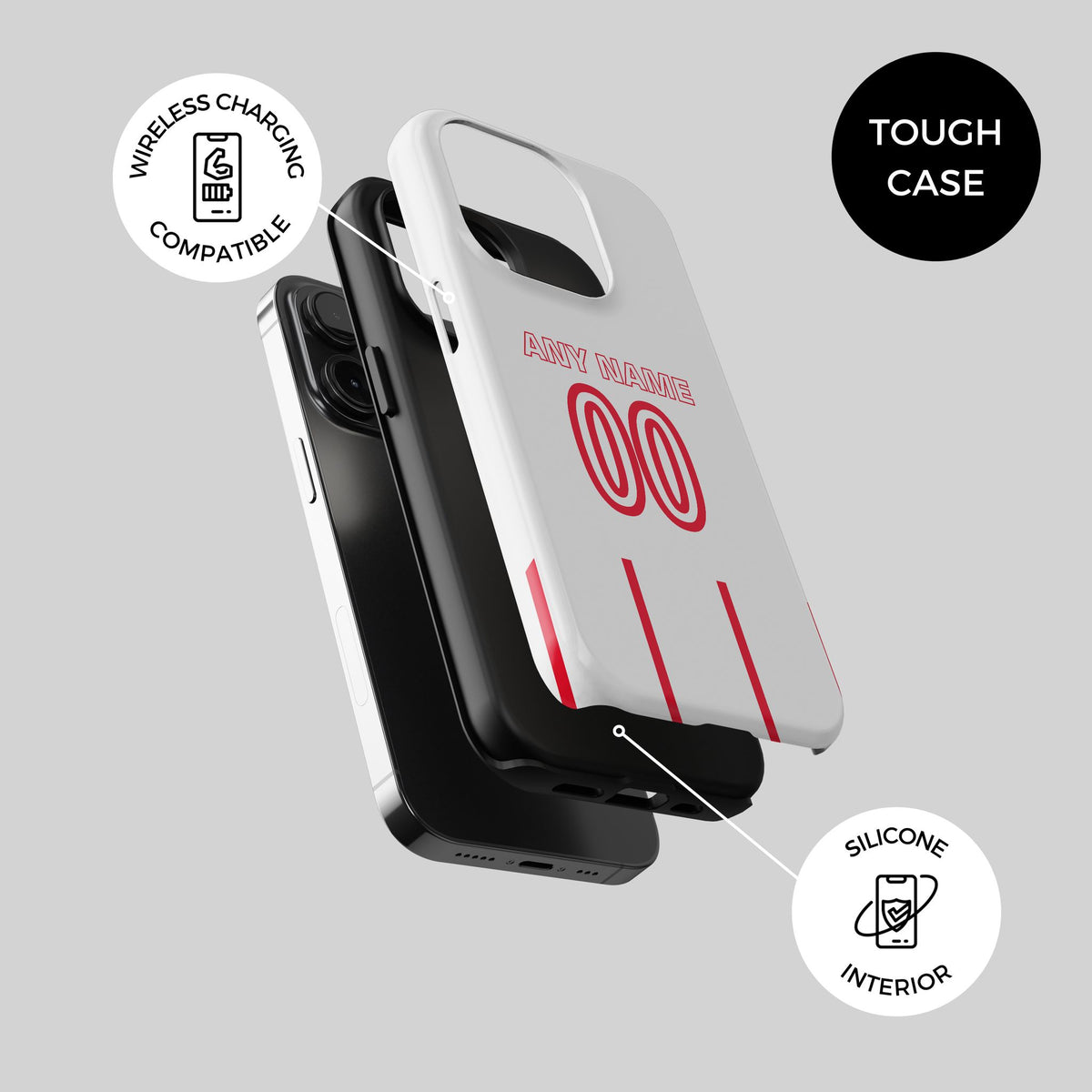 Phone case with the Freiburg 2026-27 Away football shirt design by RIPA Football