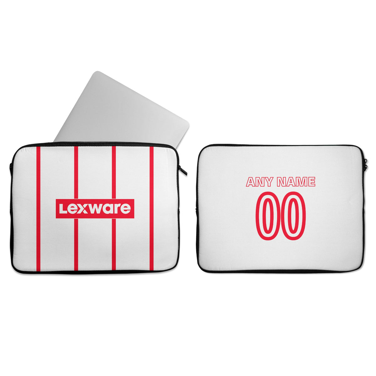 Laptop sleeve with the Freiburg 2026-27 Away football shirt design by RIPA Football