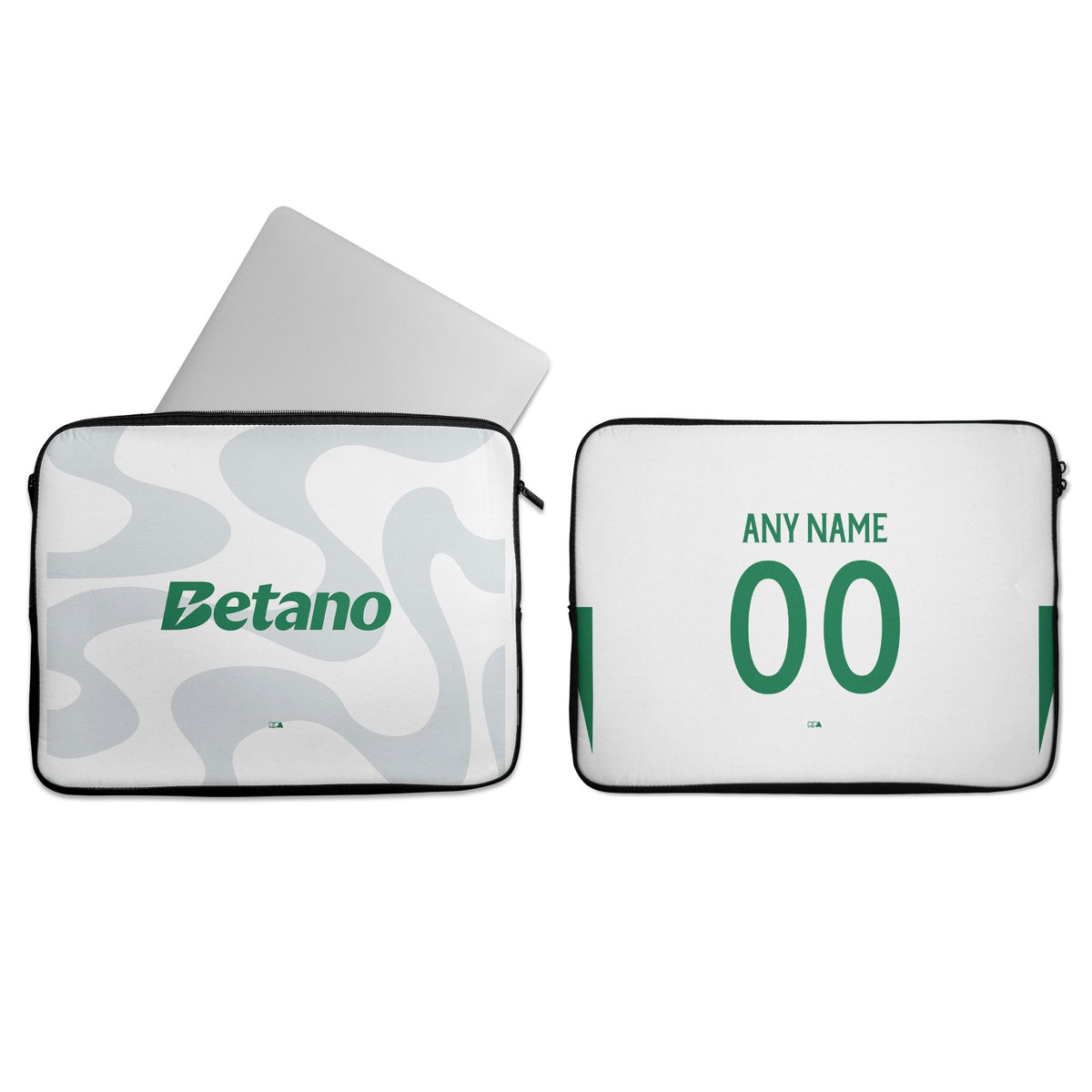 Laptop sleeve with the Sporting 2025-26 Fourth football shirt design by RIPA Football