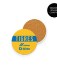Coaster with the Tigres 2022-23 Home football shirt design by RIPA Football