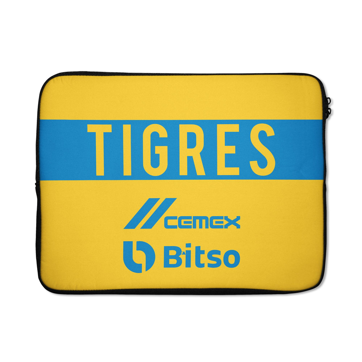Laptop sleeve with the Tigres 2022-23 Home football shirt design by RIPA Football