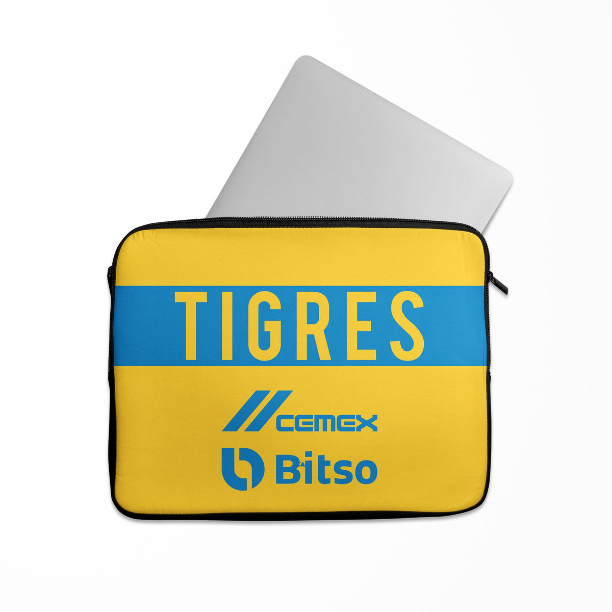Laptop sleeve with the Tigres 2022-23 Home football shirt design by RIPA Football