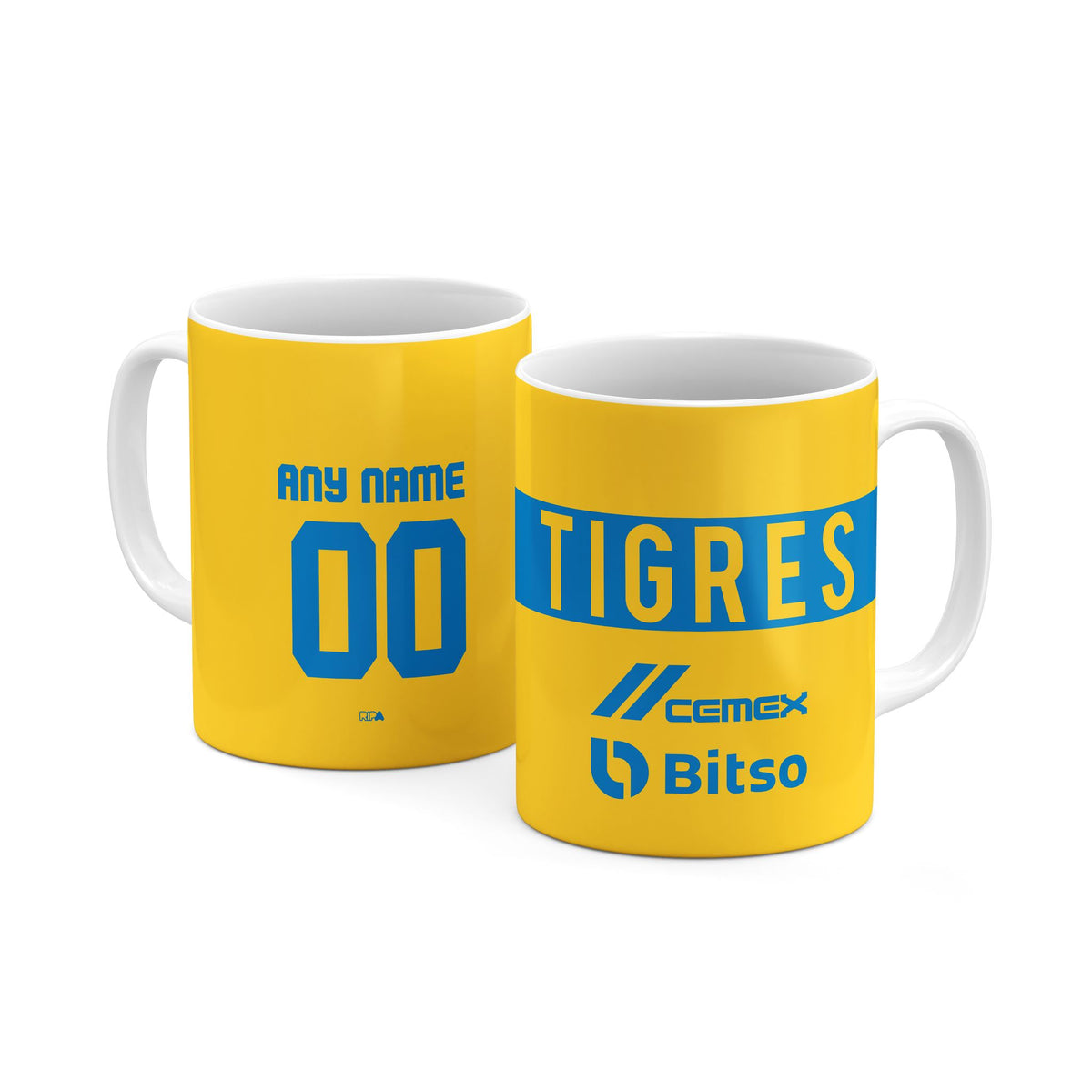 Mug with the Tigres 2022-23 Home football shirt design by RIPA Football