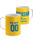 Mug with the Tigres 2022-23 Home football shirt design by RIPA Football