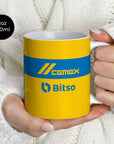 Mug with the Tigres 2023-24 Home football shirt design by RIPA Football