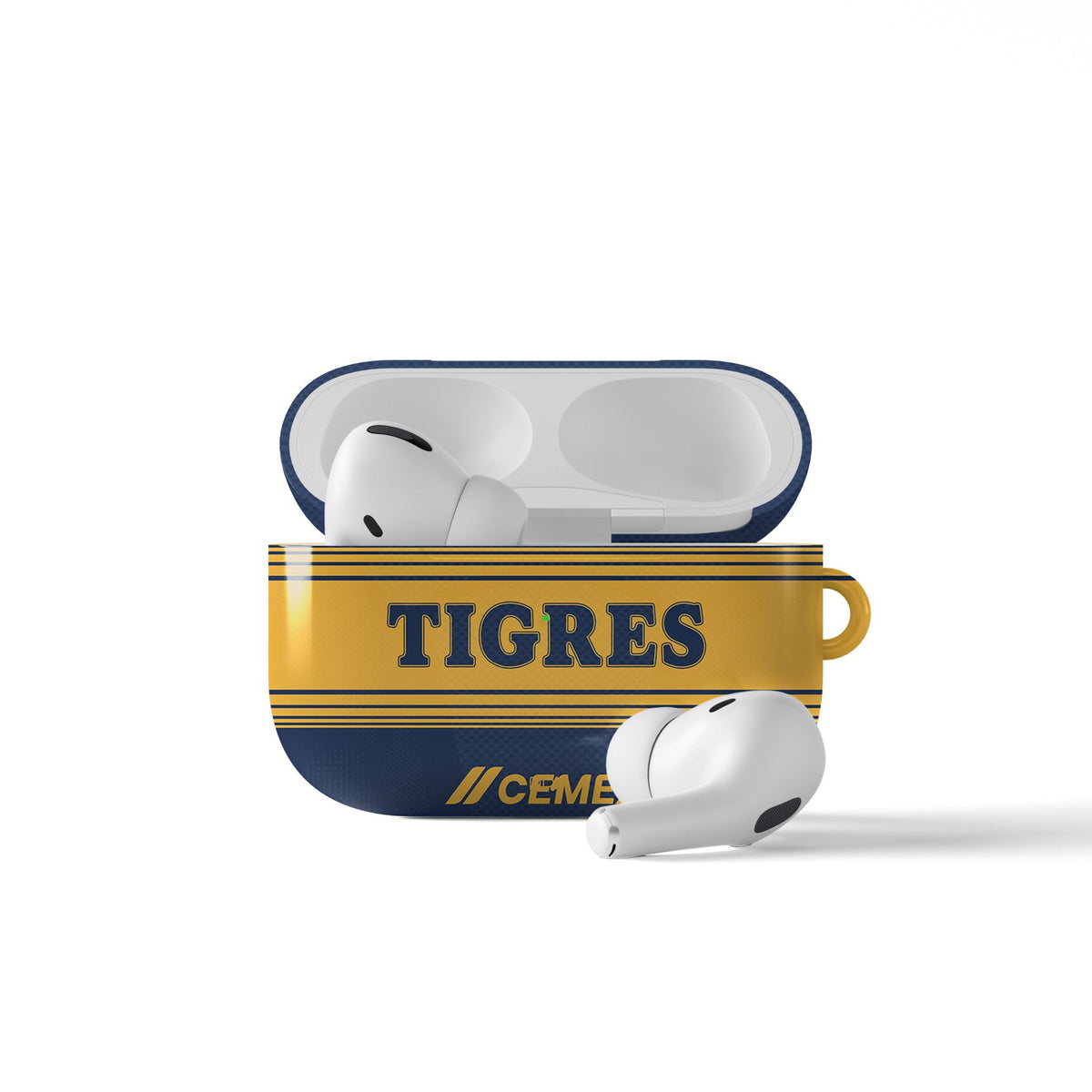 AirPods case with the Tigres 2026-27 Away football shirt design by RIPA Football