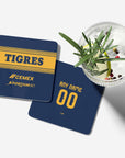 Coaster with the Tigres 2026-27 Away football shirt design by RIPA Football