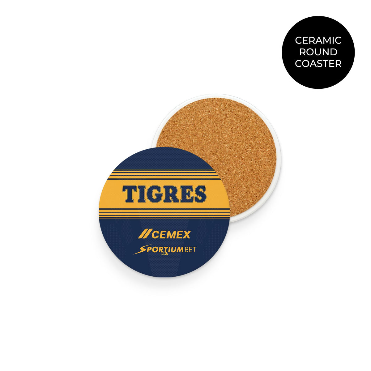 Coaster with the Tigres 2026-27 Away football shirt design by RIPA Football