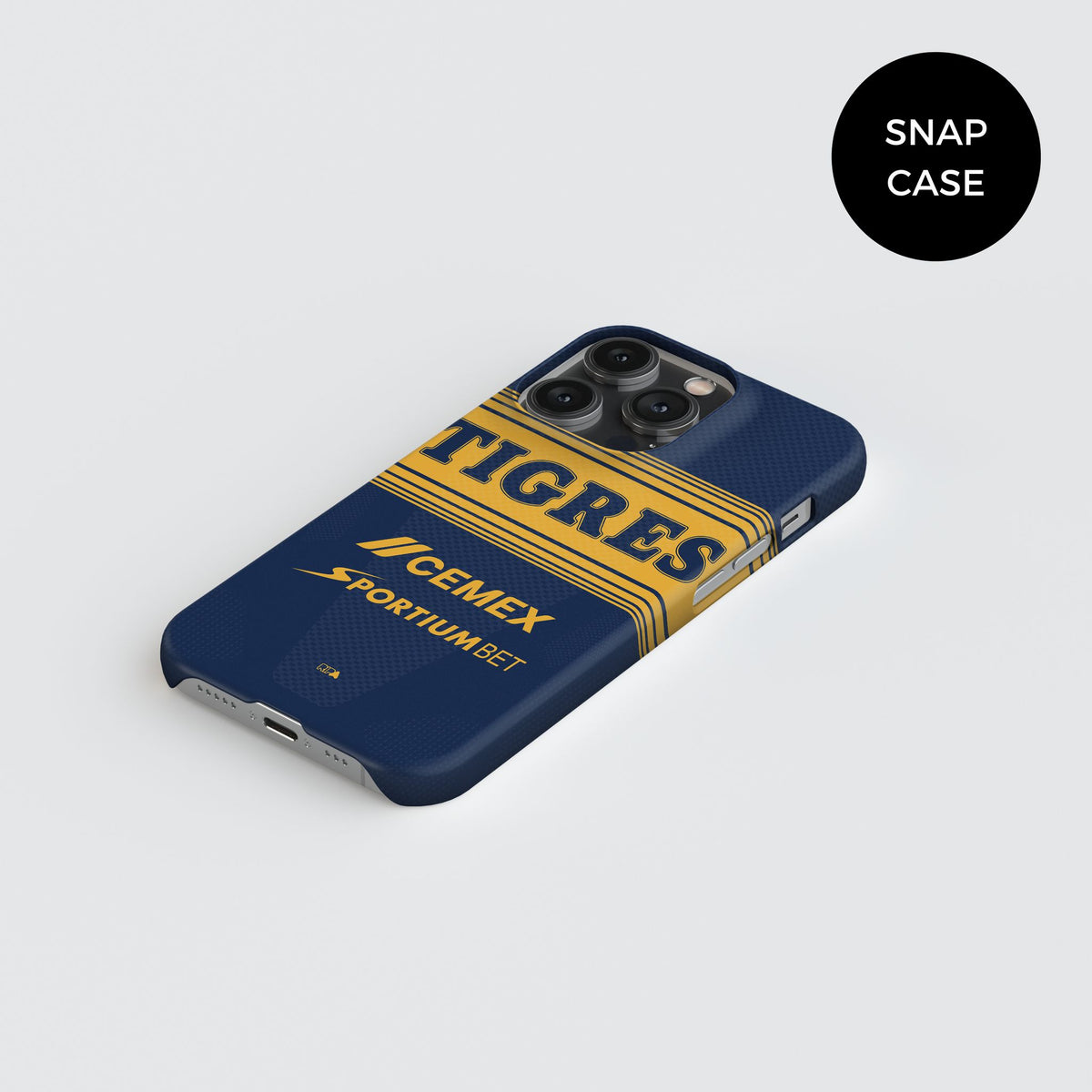 Phone case with the Tigres 2026-27 Away football shirt design by RIPA Football