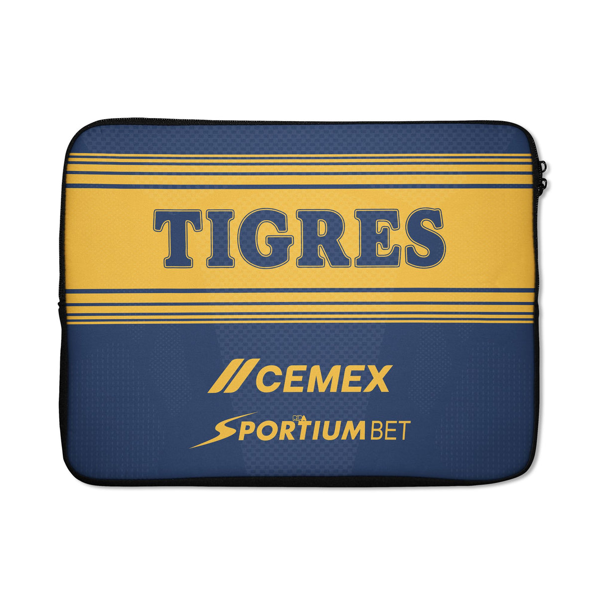 Laptop sleeve with the Tigres 2026-27 Away football shirt design by RIPA Football