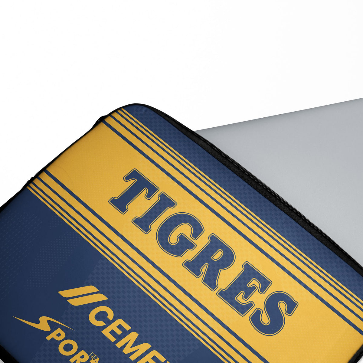 Laptop sleeve with the Tigres 2026-27 Away football shirt design by RIPA Football