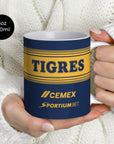 Mug with the Tigres 2026-27 Away football shirt design by RIPA Football
