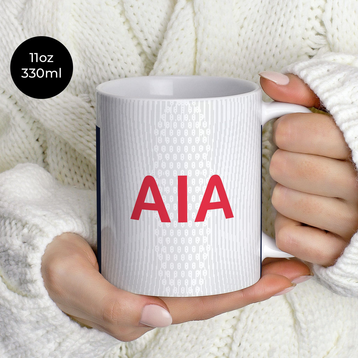Mug with the Tottenham Hotspur 2024-25 Home football shirt design by RIPA Football