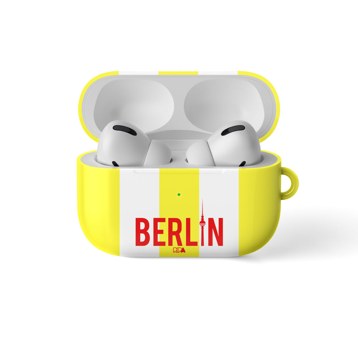 AirPods case with the Union Berlin 2024-25 Alternate football shirt design by RIPA Football