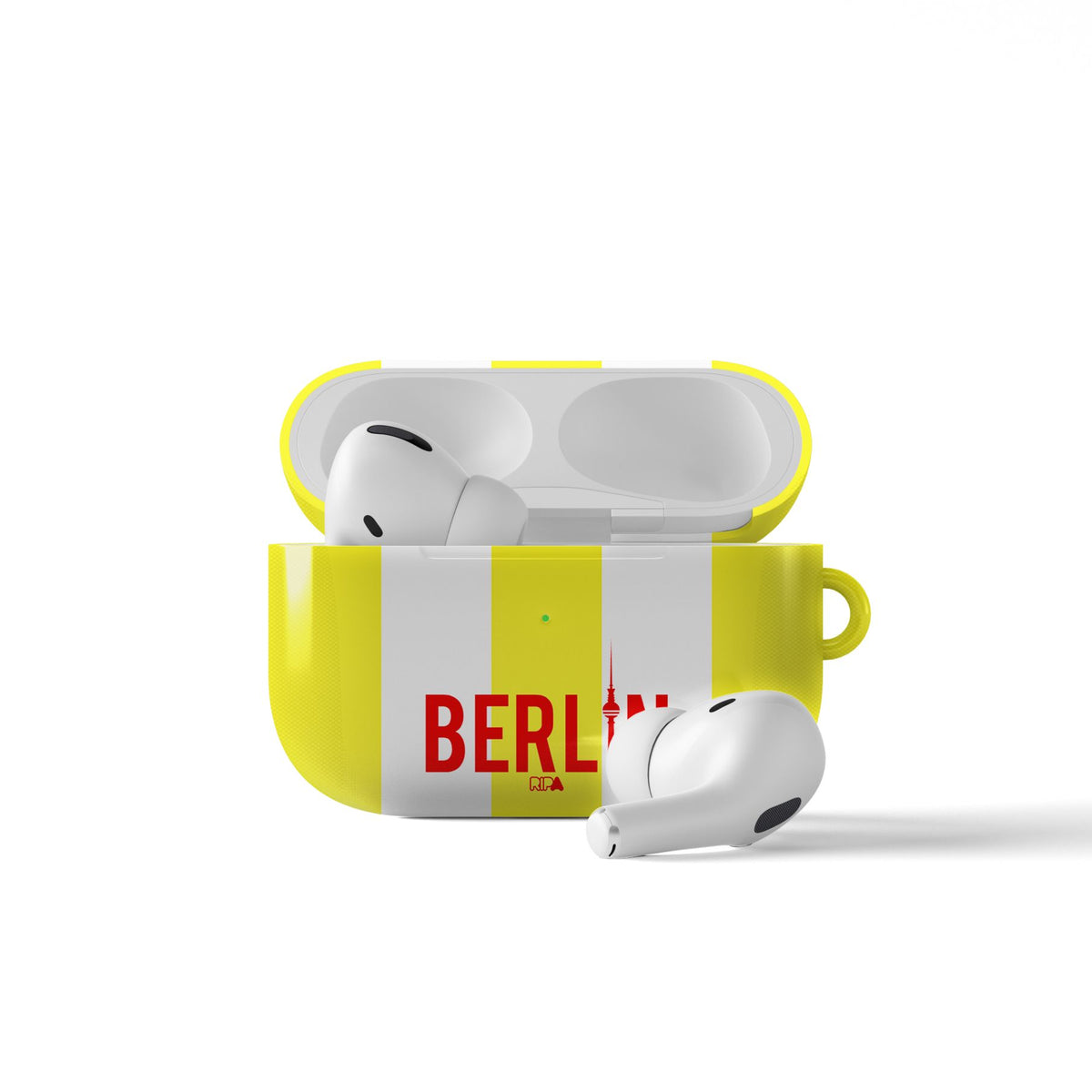 AirPods case with the Union Berlin 2024-25 Alternate football shirt design by RIPA Football