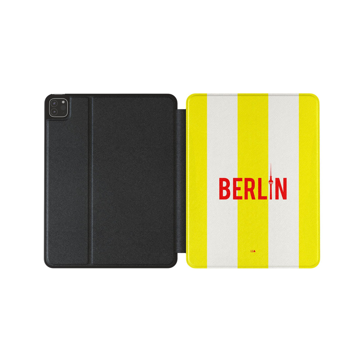 iPad case with the Union Berlin 2024-25 Alternate football shirt design by RIPA Football