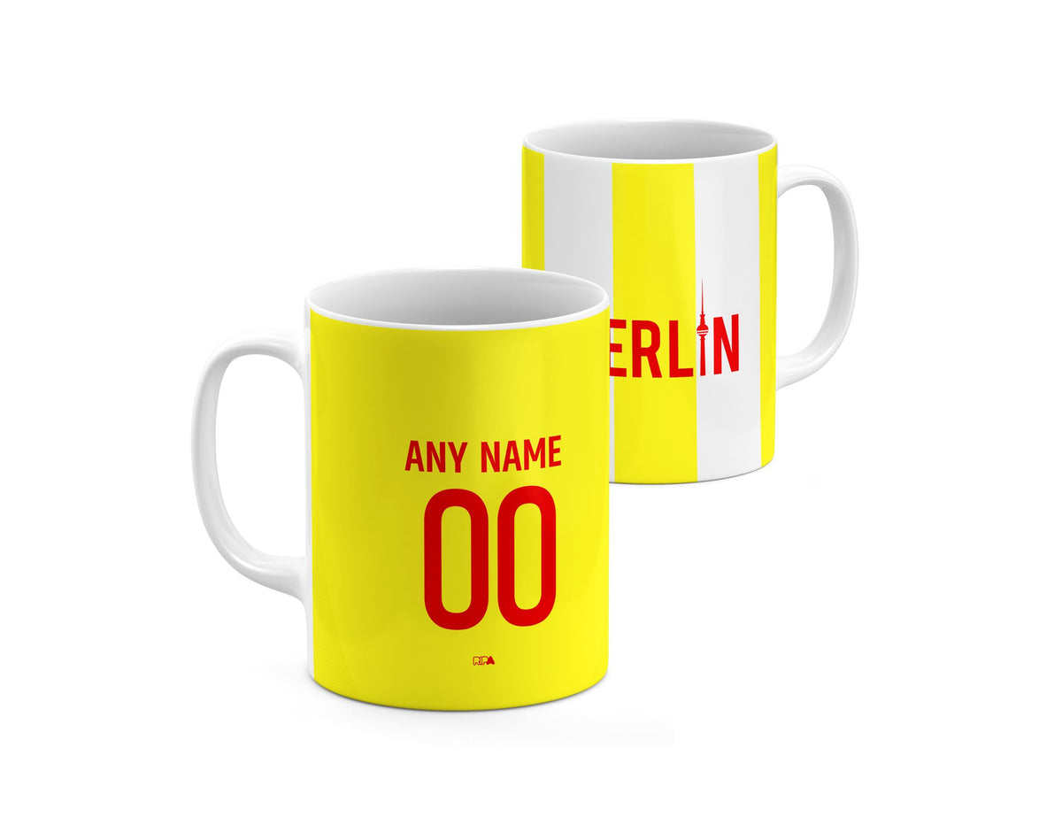 Mug with the Union Berlin 2024-25 Alternate football shirt design by RIPA Football