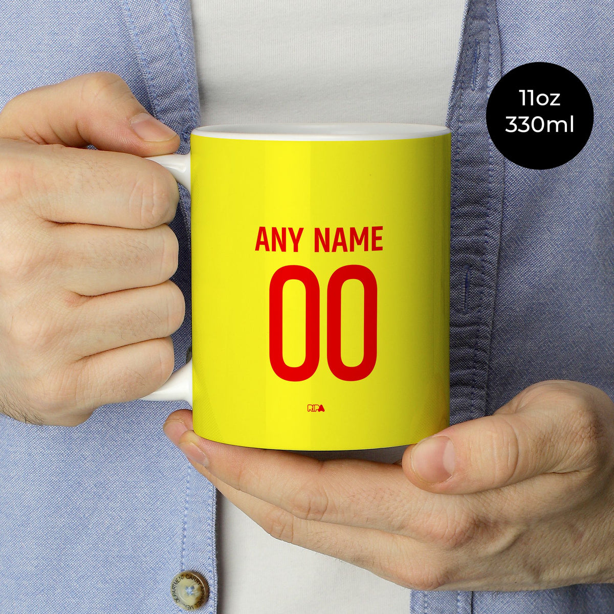 Mug with the Union Berlin 2024-25 Alternate football shirt design by RIPA Football