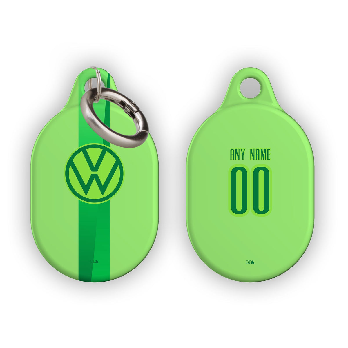 AirTag holder with the Wolfsburg 2024-25 Home football shirt design by RIPA Football