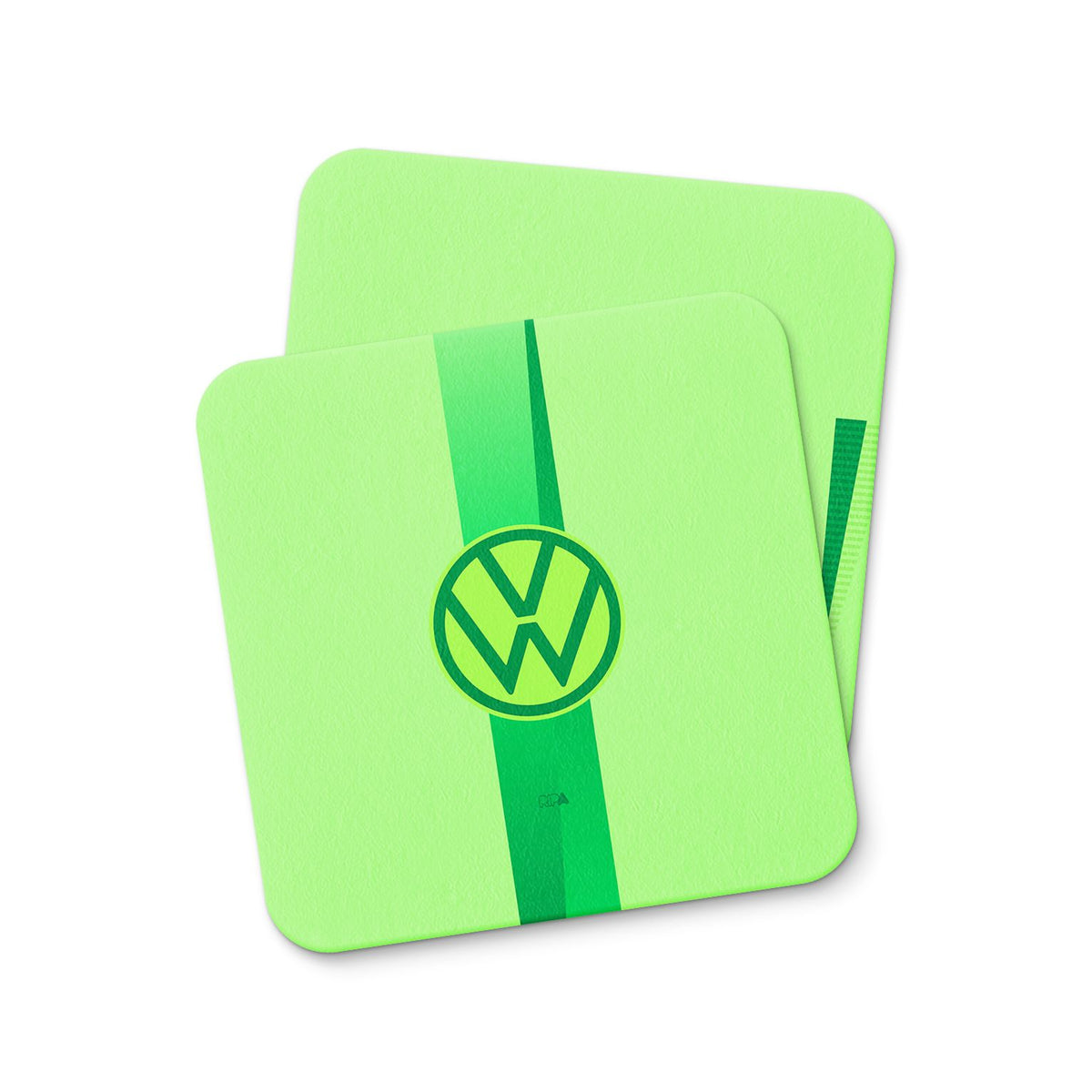 Coaster with the Wolfsburg 2024-25 Home football shirt design by RIPA Football