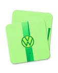 Coaster with the Wolfsburg 2024-25 Home football shirt design by RIPA Football