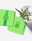 Coaster with the Wolfsburg 2024-25 Home football shirt design by RIPA Football