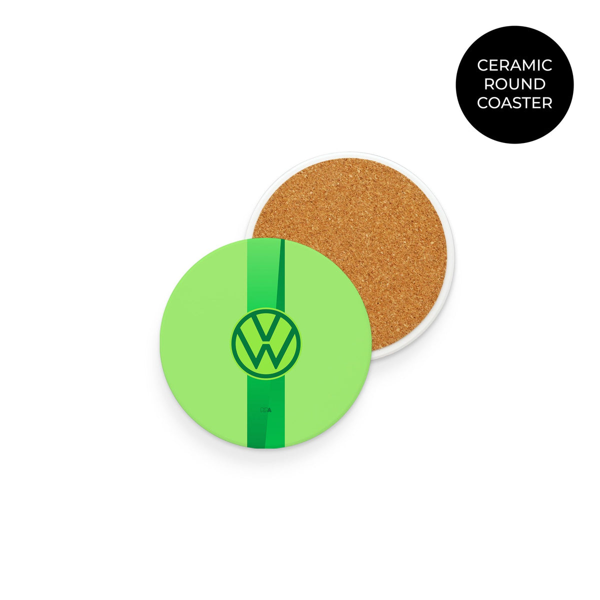 Coaster with the Wolfsburg 2024-25 Home football shirt design by RIPA Football