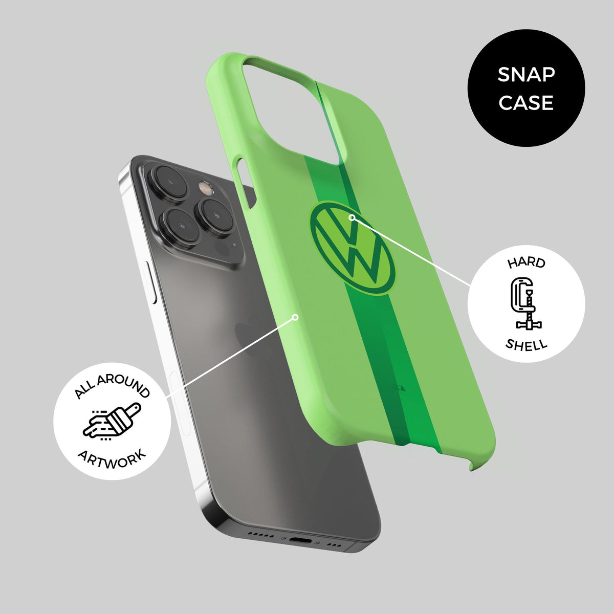 Phone case with the Wolfsburg 2024-25 Home football shirt design by RIPA Football