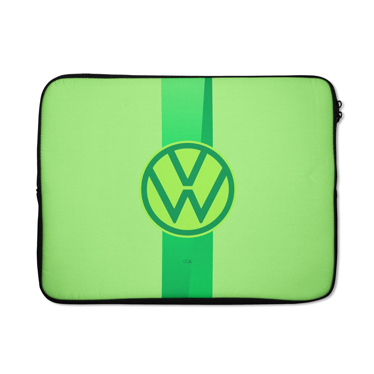 Laptop sleeve with the Wolfsburg 2024-25 Home football shirt design by RIPA Football