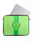 Laptop sleeve with the Wolfsburg 2024-25 Home football shirt design by RIPA Football