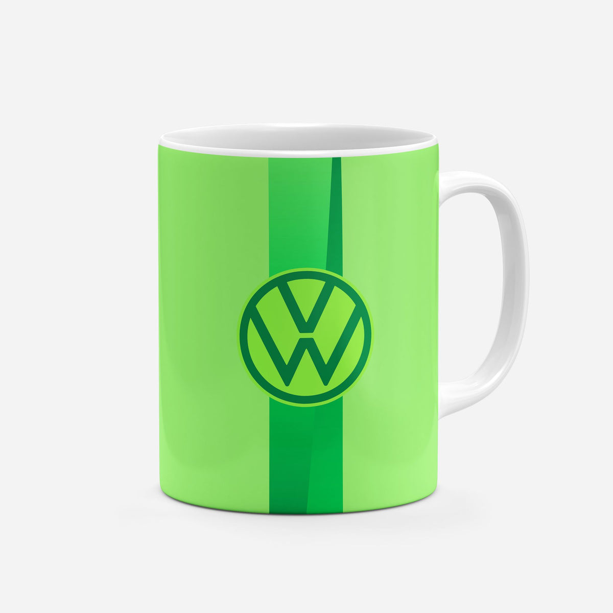 Mug with the Wolfsburg 2024-25 Home football shirt design by RIPA Football