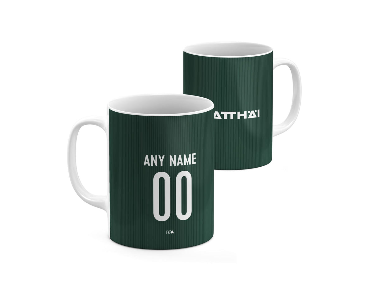 Mug with the Werder Bremen 2026-27 Away football shirt design by RIPA Football