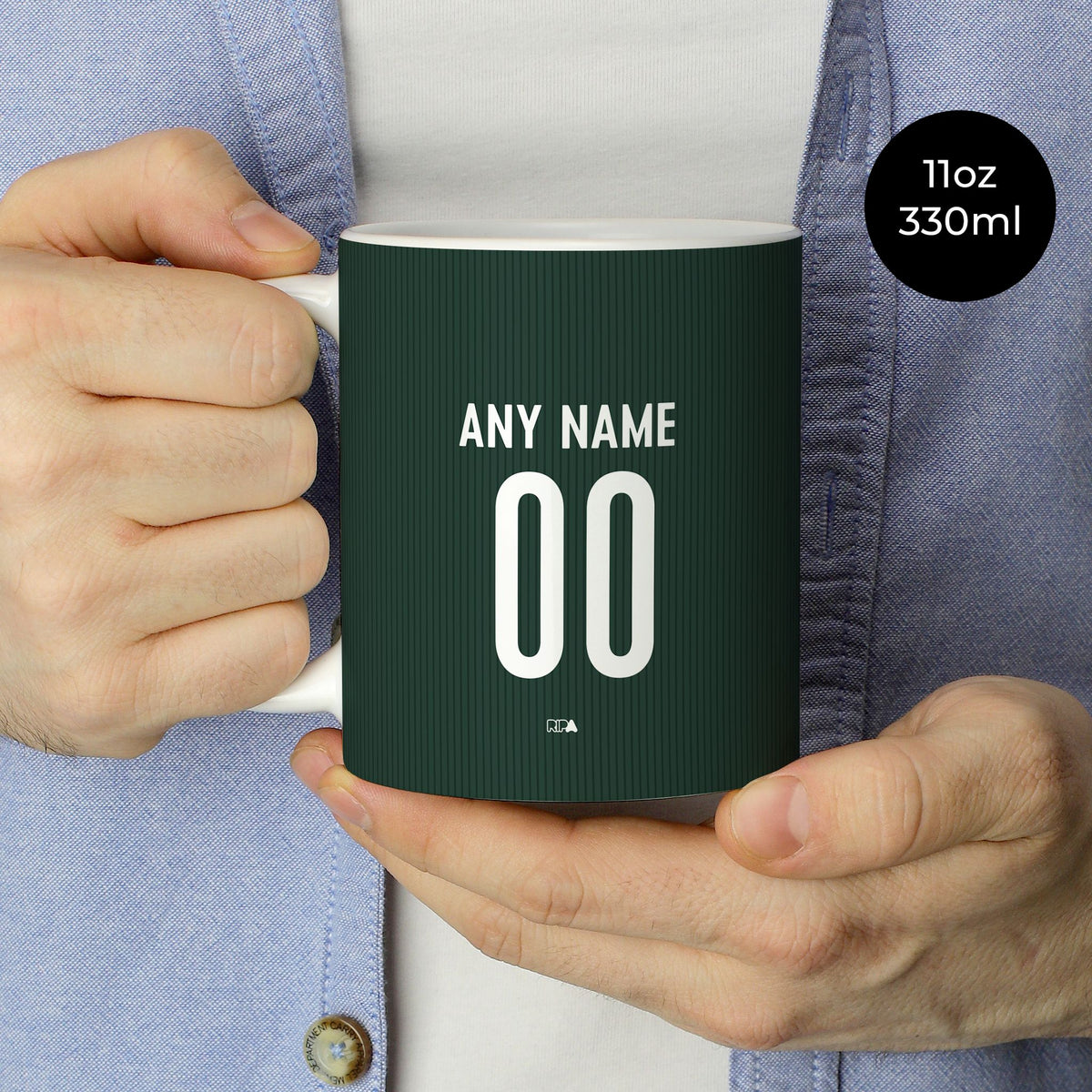 Mug with the Werder Bremen 2026-27 Away football shirt design by RIPA Football