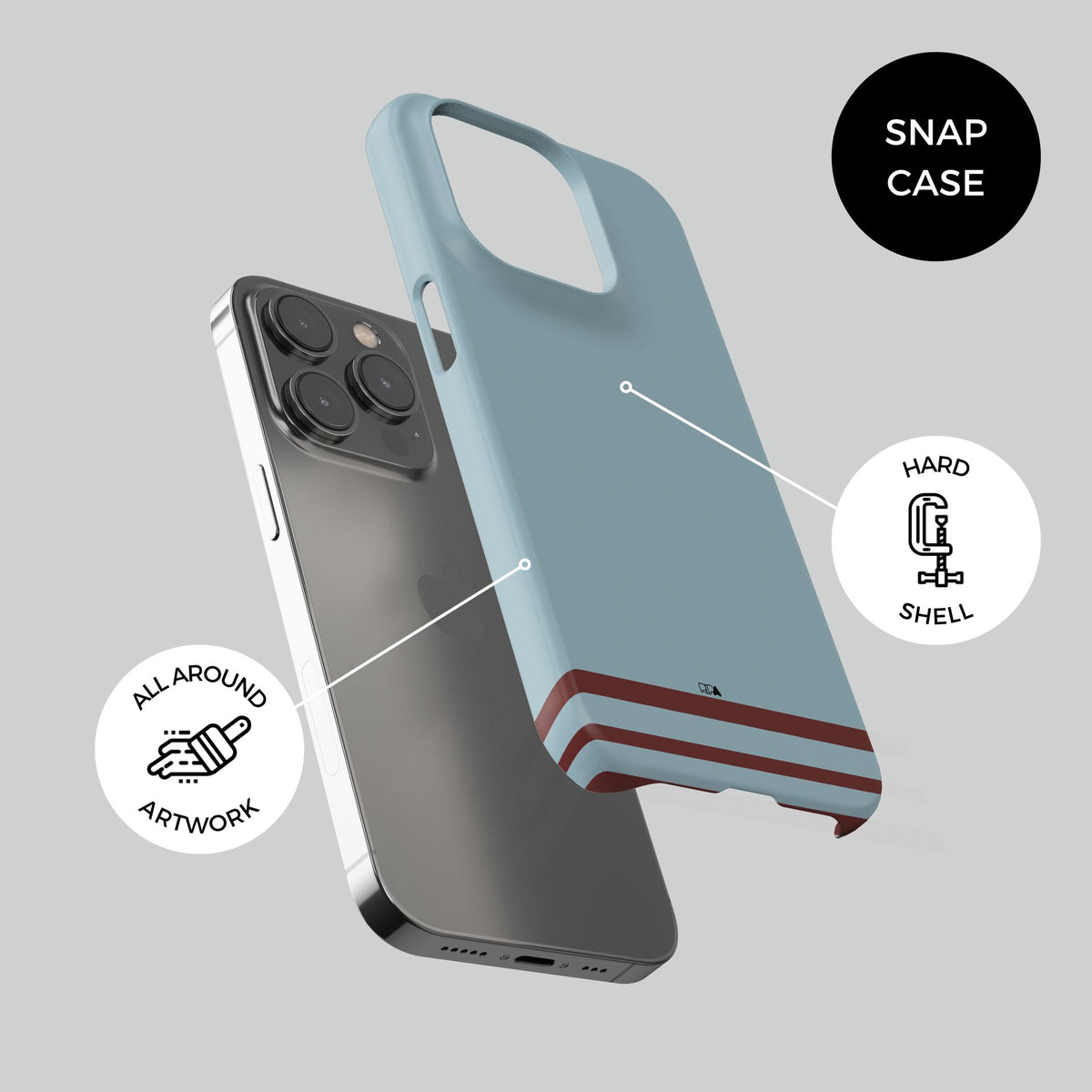 Phone case with the West Ham United 2024-25 Home football shirt design by RIPA Football
