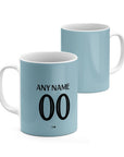 Mug with the West Ham United 2024-25 Home football shirt design by RIPA Football