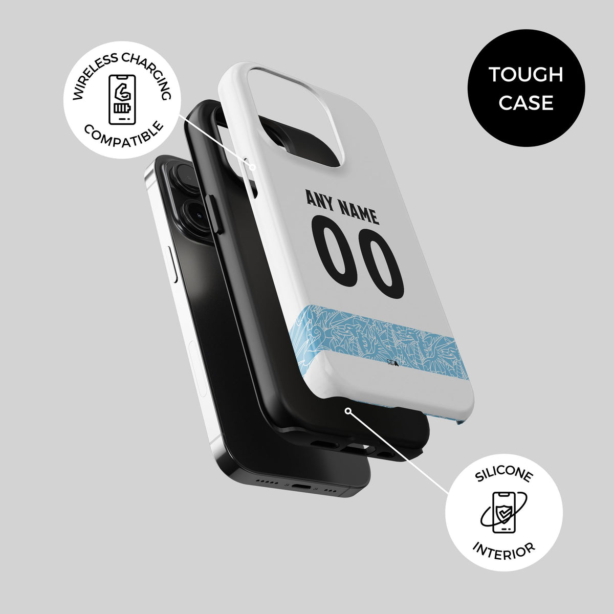 Phone case with the Wrexham 2025-26 Third football shirt design by RIPA Football