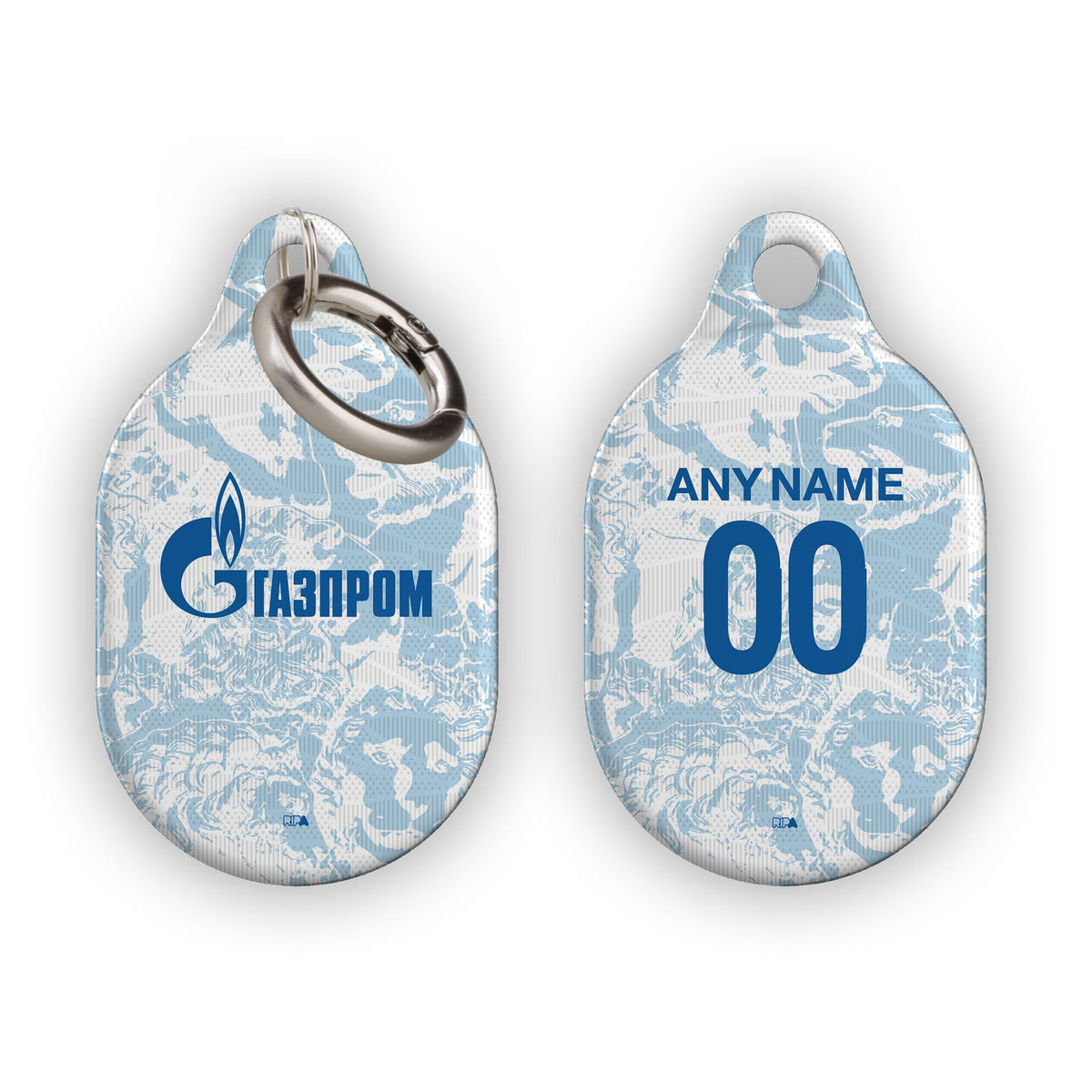 AirTag holder with the Zenit 2024-25 Away football shirt design by RIPA Football