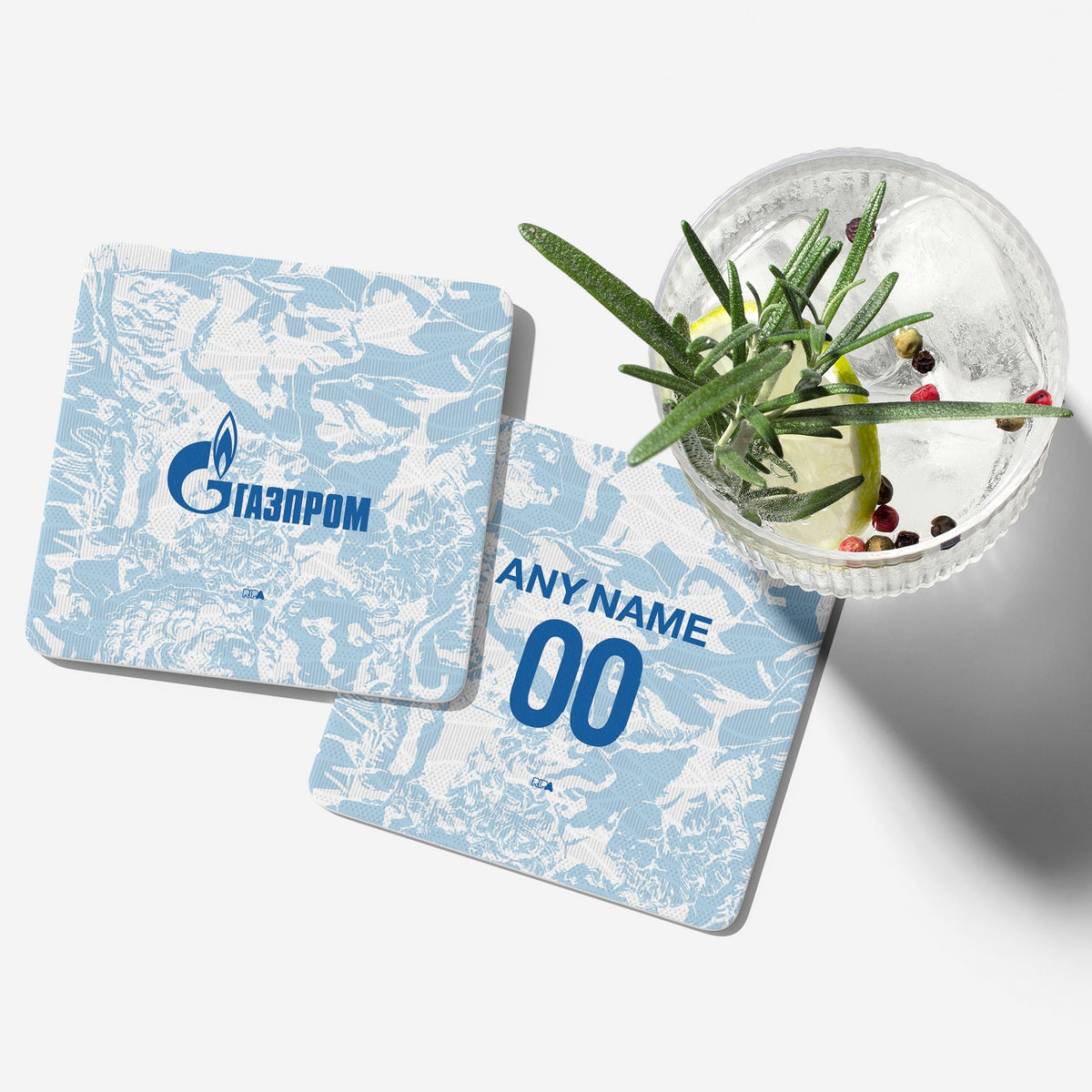 Coaster with the Zenit 2024-25 Away football shirt design by RIPA Football
