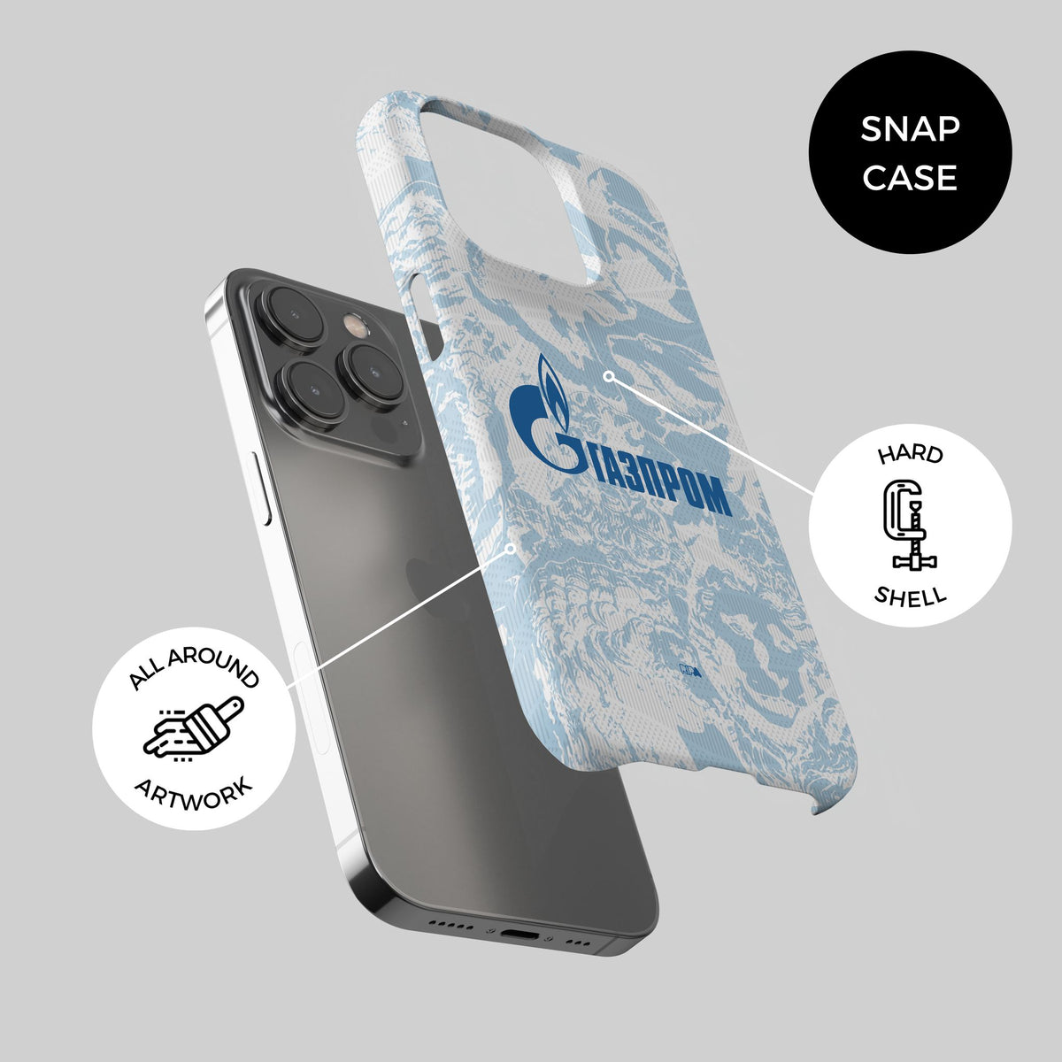 Phone case with the Zenit 2024-25 Away football shirt design by RIPA Football