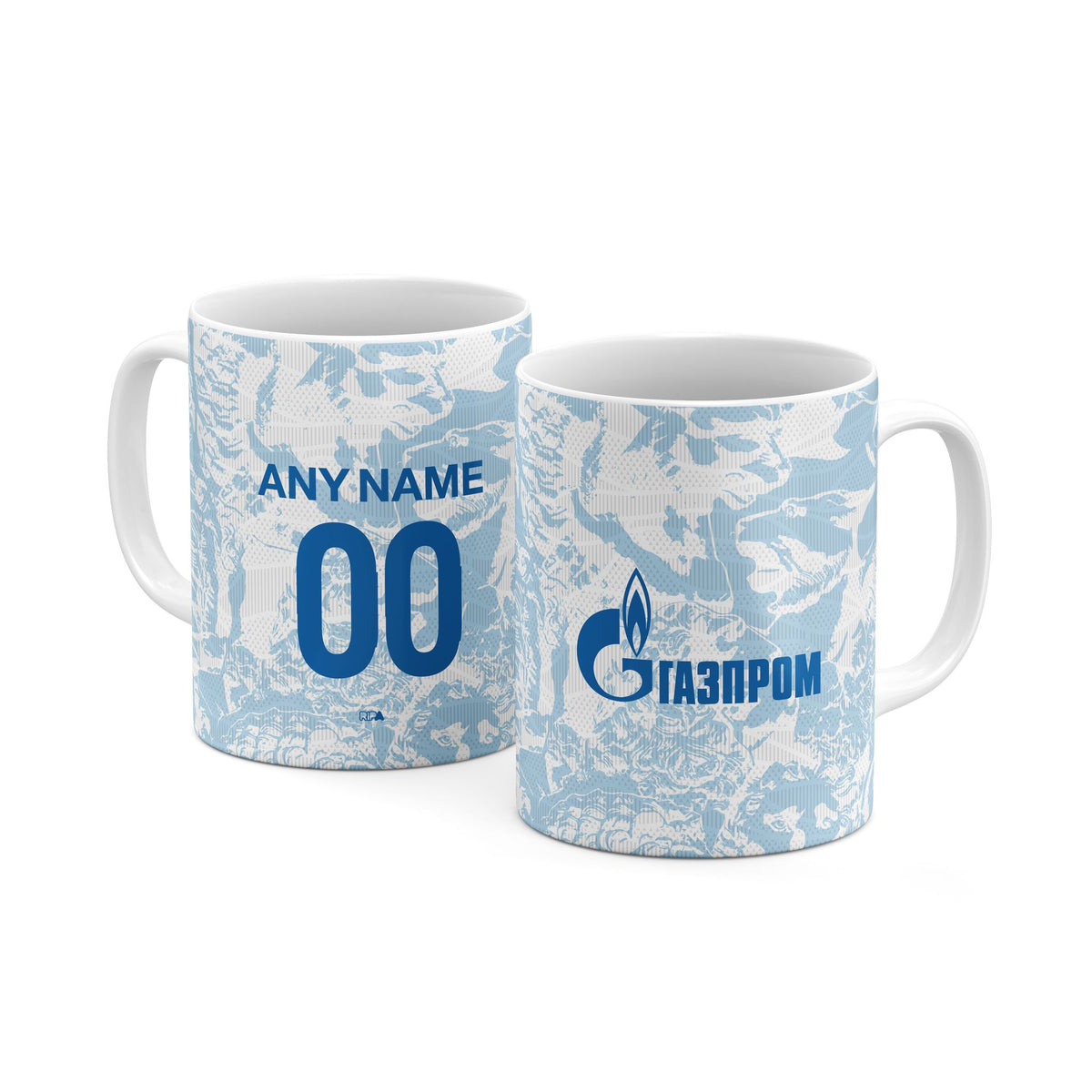 Mug with the Zenit 2024-25 Away football shirt design by RIPA Football
