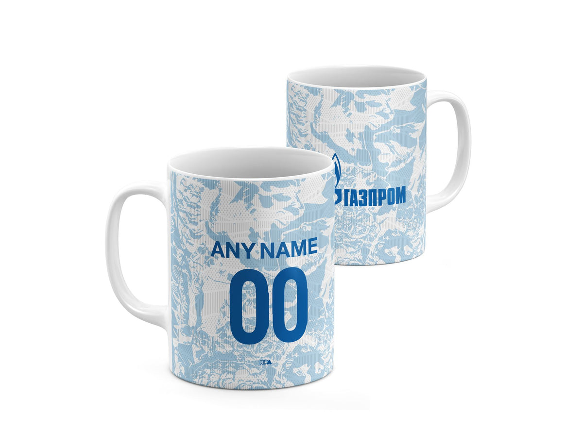 Mug with the Zenit 2024-25 Away football shirt design by RIPA Football
