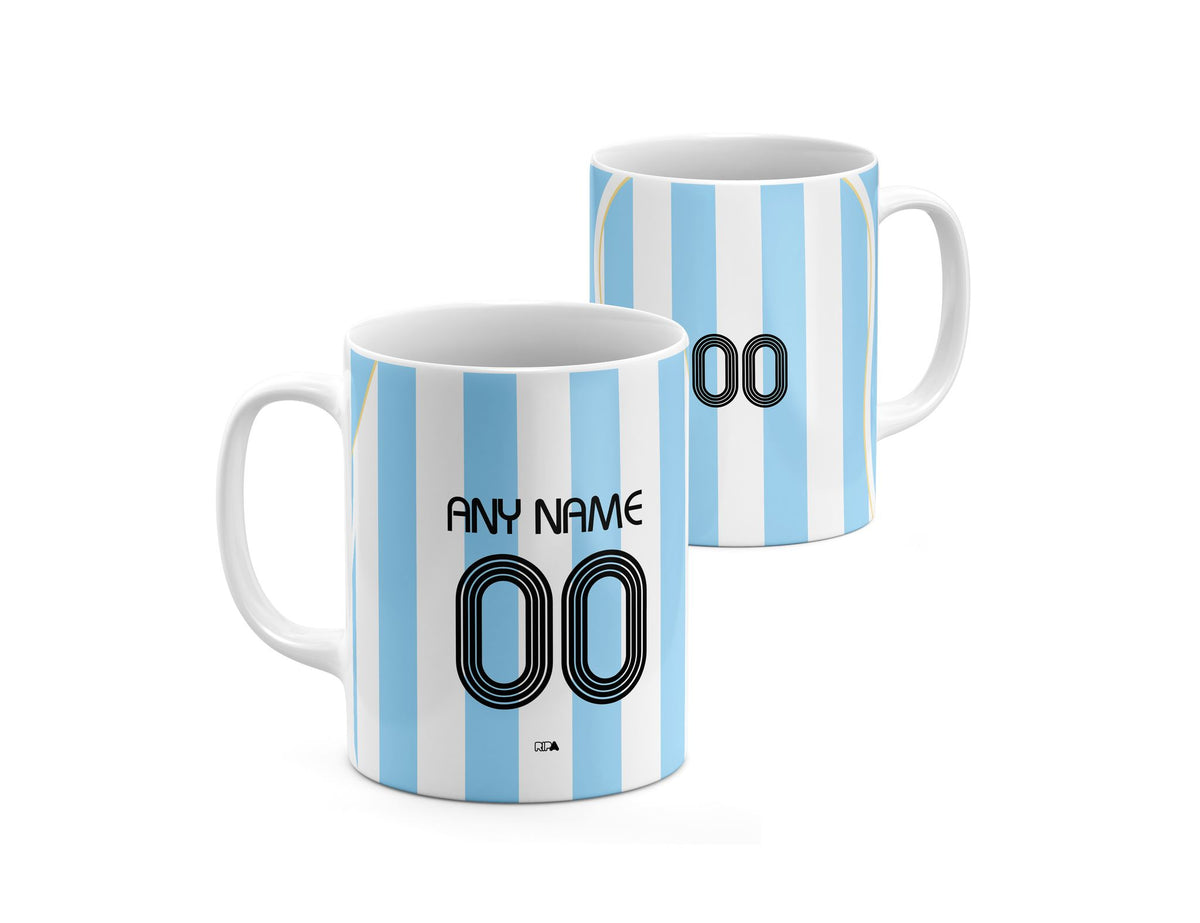 Mug with the Argentina 2006 Home football shirt design by RIPA Football