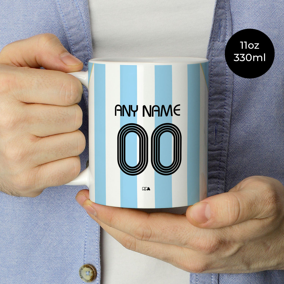 Mug with the Argentina 2006 Home football shirt design by RIPA Football