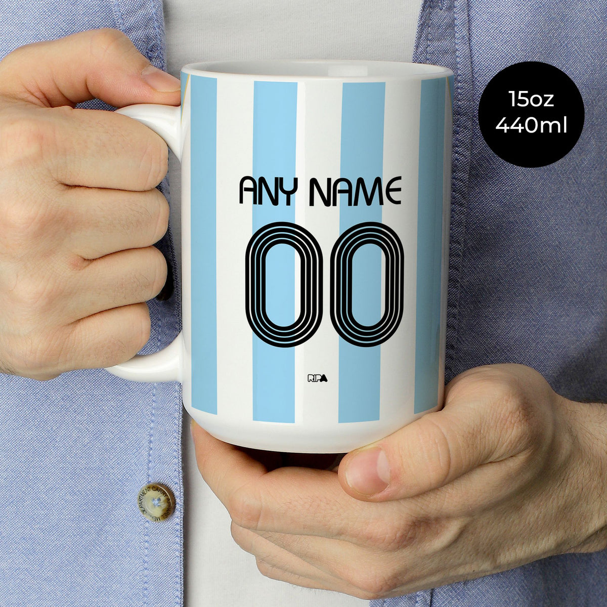 Mug with the Argentina 2006 Home football shirt design by RIPA Football