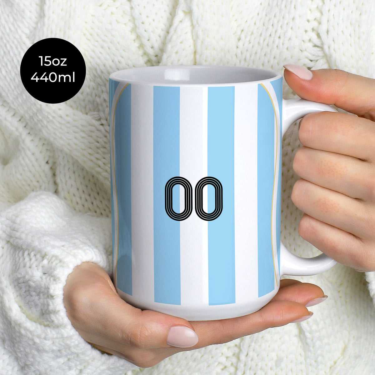 Mug with the Argentina 2006 Home football shirt design by RIPA Football