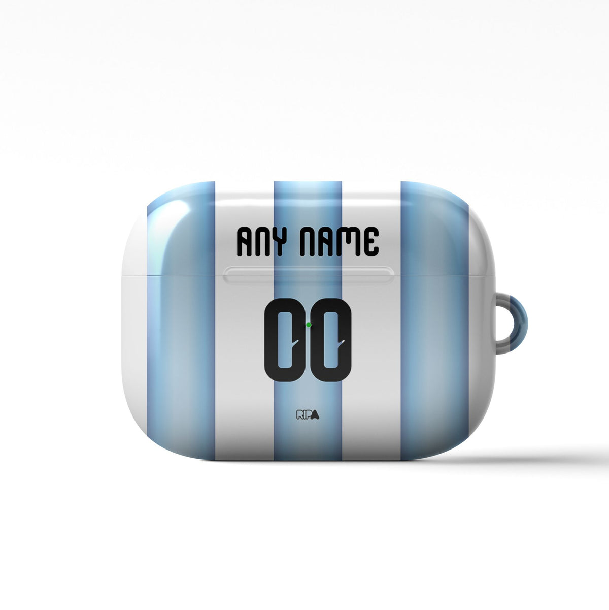 AirPods case with the Argentina 2026 Home football shirt design by RIPA Football